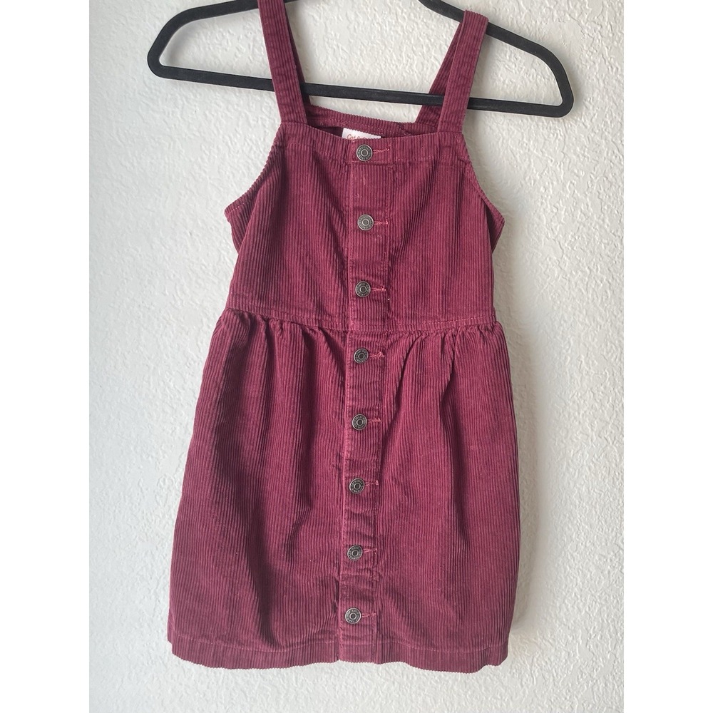Cat & Jack Burgundy Button-down Corduroy Jumper dress sz 8 Valentine's Day